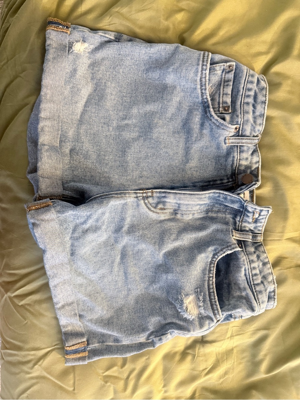Light Wash Distressed Denim Shorts